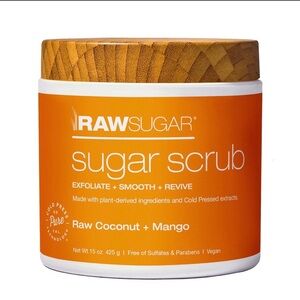 Raw Sugar Scrub - Exfoliates, Smoothes, Revives - Raw Coconut + Mango - 15 oz